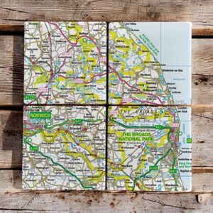 The Sugar Shed Os Map Ceramic Four Coaster Set - The Broads The Sugar Shed Os Map Ceramic Four Coaster Set - The Broads