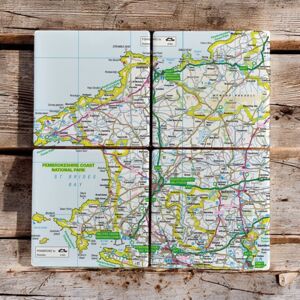 The Sugar Shed Os Map Ceramic Four Coaster Set - Pembrokeshire Coast National Park The Sugar Shed Os Map Ceramic Four Coaster Set - Pembrokeshire Coast National Park