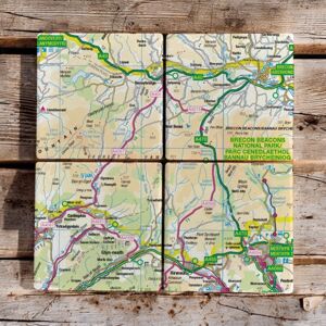 The Sugar Shed Os Map Ceramic Four Coaster Set - Brecon Beacons National Park The Sugar Shed Os Map Ceramic Four Coaster Set - Brecon Beacons National Park