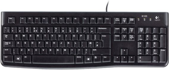 Logitech K120 Business Keyboard Spill Resistant Low Profile Quiet Keys Black 920-002524