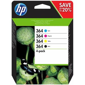 Hewlett Packard Hp 364 Cyan, Magenta, Yellow, Black Inkjet Cartridge 15 Ml, Instant Ink Compatible, N9j73ae (Pack Of 4)