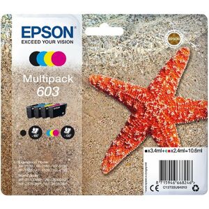 Epson 603 Starfish Black Cyan Magenta Yellow Ink Cartridges C13t03u64010 (Pack Of 4)