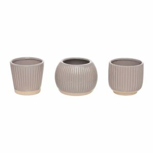 Sass & Belle Grooved Small Grey Planter Trio