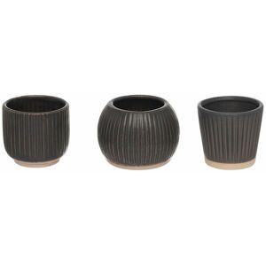 Sass & Belle Grooved Small Black Planter Trio