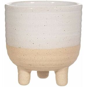 Sass & Belle Rustic White Half Glazed Small Planter