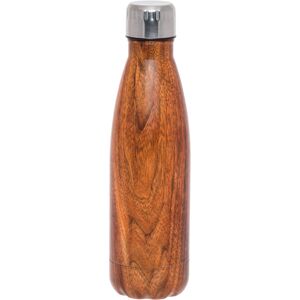 Whsmith Wood Design 500ml Stainless Steel Metal Water Bottle