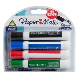 Paper Mate Low Odour Whiteboard Markers, Bullet Tip, Assorted Ink Colours (Pack Of 4)