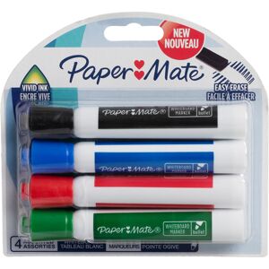 Paper Mate Low Odour Whiteboard Markers, Bullet Tip, Assorted Ink Colours (Pack Of 4)