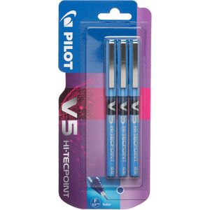 Pilot V5 0.5mm Hi-Tecpoint Rollerball Pen Blue (Pack Of 3)