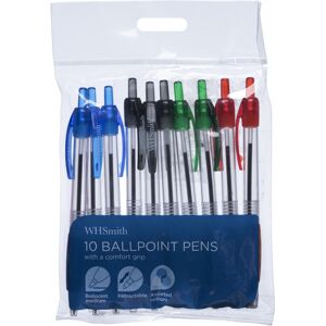 Whsmith Ballpoint Pens, Medium Nib, Assorted Ink (Pack Of 10)