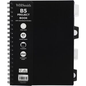 Whsmith Black B5 Wide Ruled Project Notebook