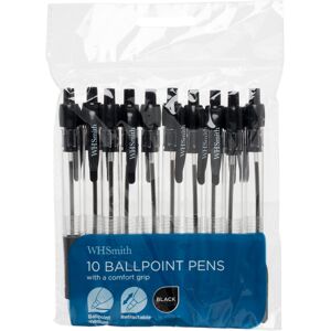 Whsmith Ballpoint Pens, Black Ink (Pack Of 10)