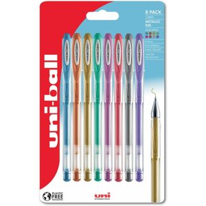 Uni-Ball Signo Gel Pens Metallic Gold, Silver, Bronze, Blue, Green, Pink, Red And Violet (Pack Of 8)