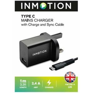 Inmotion Black 1m Type C Mains Charger And Cable