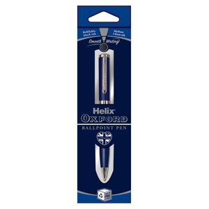 Helix Oxford Navy Blue Ballpoint Pen, Medium Nib, Black Ink