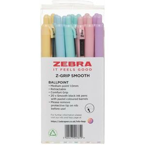 Zebra Z-Grip Smooth Pastel Ballpoint Pens (Pack Of 20)