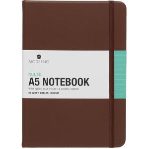 Whsmith Moderno Black A5 Brown Hard Cover Ruled Notebook