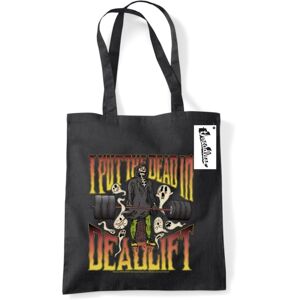 PYRAMID INTERNATIONAL Letter Shoppe (I Put The Dead In Deadlift) Black Tote Bag PYRAMID INTERNATIONAL Letter Shoppe (I Put The Dead In Deadlift) Black Tote Bag
