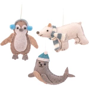 Sass & Belle Arctic Animals Flat Felt Hanging Decorations - Set Of 3 Sass & Belle Arctic Animals Flat Felt Hanging Decorations - Set Of 3