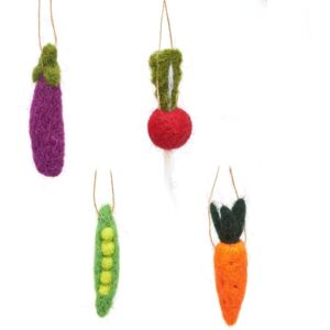 Sass & Belle Mini Felt Vegetable Decorations - Set Of 4 Sass & Belle Mini Felt Vegetable Decorations - Set Of 4