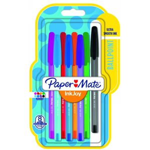 Paper Mate Papermate Inkjoy 100 Ballpoint Pens, Medium Nib, Assorted Fun Ink (Pack Of 8)