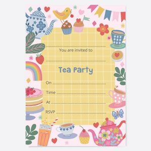 Dotty About Paper Tea Party Kids Birthday Invitations Pack Of 10
