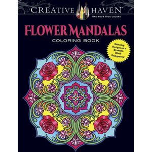 Dover Publications Inc. Creative Haven Flower Mandalas Coloring Book : Stunning Designs On A Dramatic Black Background Dover Publications Inc. Creative Haven Flower Mandalas Coloring Book : Stunning Designs On A Dramatic Black Background