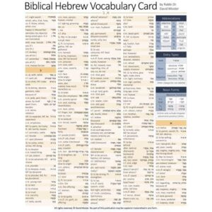 Pennsylvania State University Press Biblical Hebrew Vocabulary Card Pennsylvania State University Press Biblical Hebrew Vocabulary Card