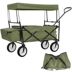 Tectake Garden trolley with roof foldable incl. carry bag - green