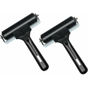 Hoopzi - 2 Pcs Hard Rubber Paint Ink Rollers for 10cm Presser Rollers for Craft Art Tool Printing with Stamping Handle