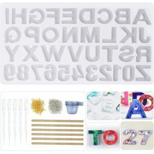 Hoopzi - 232Pcs diy Silicone Mold, Resin Alphabet Resin Mold Resin Pendant Casting Mold, Number Letters Jewelry Crafts Resin Mold, Crafts Casting