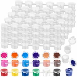 Hoopzi - 240 Pieces Empty Paint Pot, 40 Strips Acrylic Mini Paint Container Strips Storage with Lids for Classrooms School Arts and Crafts Paint