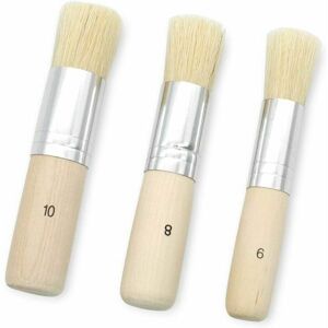 HOOPZI 3 Pcs Wooden Paintbrush Bristle Brush Stencil Brush Use for Oil Painting, Watercolor, Stencil Project, Waxing, Etc. (13.5 / 16 / 18mm)