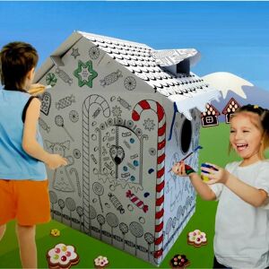 Rexco - Colour Your Own Large Cardboard Figure Childrens Kids Toy Paint Craft Kit Art[Gingerbread House] - White