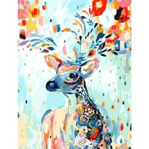 HOOPZI Diy Digital Oil Painting Canvas Painting By Numbers Kits Colored Abstract Fawn Romance For Adult Beginners Children 40X50Cm