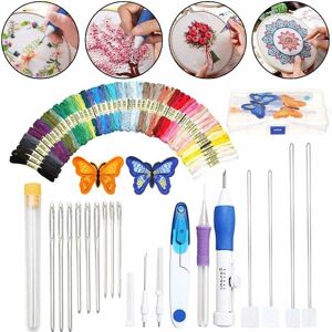 Punch Needle Embroidery Set with Instruction, Embroidery Pen Punch Needle Kit Embroidery Tool Pen for Sewing Knitting diy Threads Groofoo