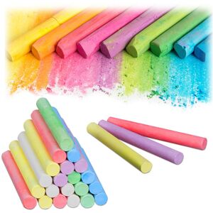 Relaxdays - Chalk, Set of 144, Colouring for Pavements, HxD: 8 x 0.9 cm, Non-toxic, in 6 Colours, Thin Crayons, Colourful