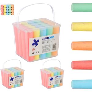 Relaxdays - Chalk, Set of 60, Colouring for Pavements, HxD: 10 x 2.5 cm, Non-toxic, in 5 Colours, with Bucket, Colourful