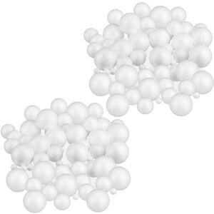 Polystyrene Foam Balls, 144 Pieces, 3 Sizes, Arts & Crafts, diy, Solid Styrofoam Spheres, ∅: 2/5/7 cm, White - Relaxdays