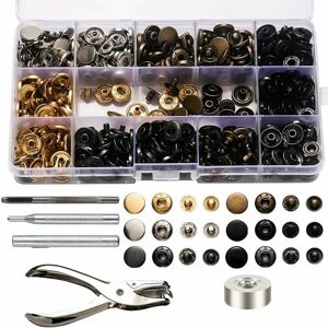 HOOPZI Snap Button Clasps Kit, 120 Set Metal Button Snaps Press Studs with Punching Pliers and 4 Pieces Fastening Tool Kit for Clothing Craft Repairs, 6