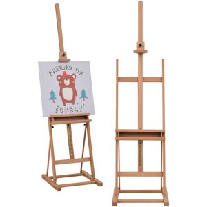 Vinsetto - H-Frame Studio Easel Height Adjustable with Canvas Holder Pencil Case - Nature Wood