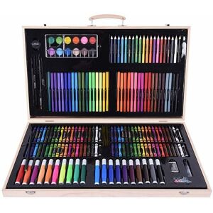 Tinor - Watercolor Brush Pen Set Wood Box 180 Pieces Painting Paint Set Artist Pastels Painting Crayon Crayon Plateton Set for Adult and Kids Drawing