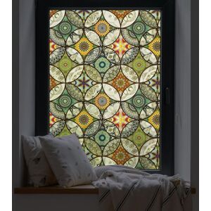 CYSLMUK Decorative Window Film - Privacy Window Film - Frosted Glass - Circle Pattern - Static Cling - Privacy - Yellow - 45 x 200 cm CYSLMUK Decorative Window Film - Privacy Window Film - Frosted Glass - Circle Pattern - Static Cling - Privacy - Yellow - 45 x 200 cm