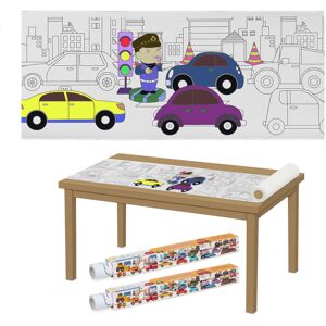 Relaxdays - Colouring Paper Roll for Kids, Set of 2, 3 m, Self-Adhesive, Cars Design, Drawing Sheet, Table Cover, White Relaxdays - Colouring Paper Roll for Kids, Set of 2, 3 m, Self-Adhesive, Cars Design, Drawing Sheet, Table Cover, White