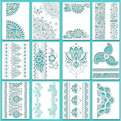 Briday - 12 Pcs Large Mandala Stencils Reusable Mandala Painting Templates 8.5' x 11.5' Floral Pattern Stencil Mandala Drawing Stencil for diy Wall Briday - 12 Pcs Large Mandala Stencils Reusable Mandala Painting Templates 8.5' x 11.5' Floral Pattern Stencil Mandala Drawing Stencil for diy Wall