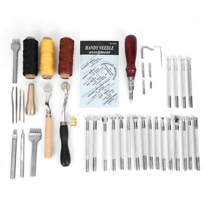 STUNACY 48pcs Multi Shape Leather Stamp Punch Tools With Awl Needle Tool Set For Leather Craft Working STUNACY 48pcs Multi Shape Leather Stamp Punch Tools With Awl Needle Tool Set For Leather Craft Working