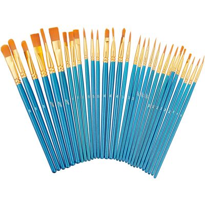 Relaxdays Paintbrush Set - 30 Nylon Brushes for Art Relaxdays Paintbrush Set - 30 Nylon Brushes for Art