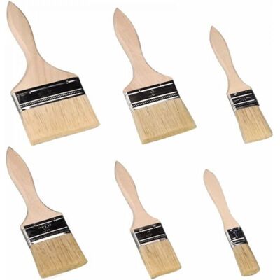 SNQ Wall Paint Brushes, Flat Brush, 6-Piece Set, Professional Paint Brushes with Wooden Handles, Natural Bristles Suitable for Walls, Furniture, and SNQ Wall Paint Brushes, Flat Brush, 6-Piece Set, Professional Paint Brushes with Wooden Handles, Natural Bristles Suitable for Walls, Furniture, and