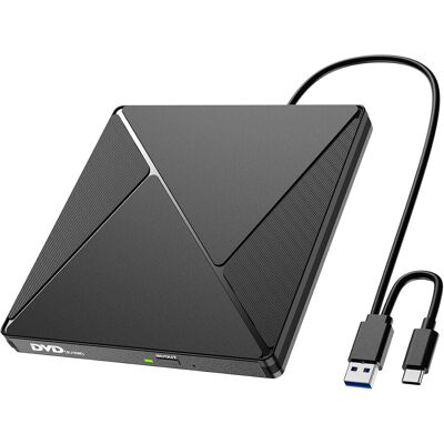 TINOR External Cd/dvd Drive For Pc, Usb 3.0 And Usb-c, Portable Optical External Dvd Burner, Cd/dvd +/-rw Drive, Slim Dvd Player, Fast Transmission, Integrated Usb Cable For Windows/macos/laptop/desktops TINOR External Cd/dvd Drive For Pc, Usb 3.0 And Usb-c, Portable Optical External Dvd Burner, Cd/dvd +/-rw Drive, Slim Dvd Player, Fast Transmission, Integrated Usb Cable For Windows/macos/laptop/desktops