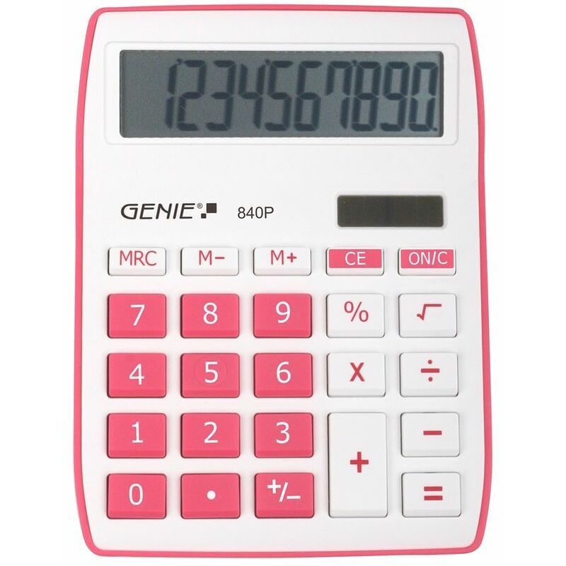 Genie - 840P 10 Digit Desktop Calculato Pink - Pink